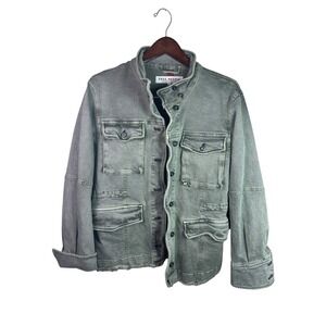 Free People Harley Military Green Denim Utility‎ Jacket In Army Women's Medium